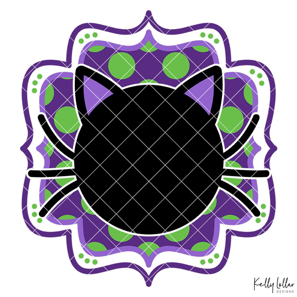 Black Cat Monogram Frame - So Fontsy