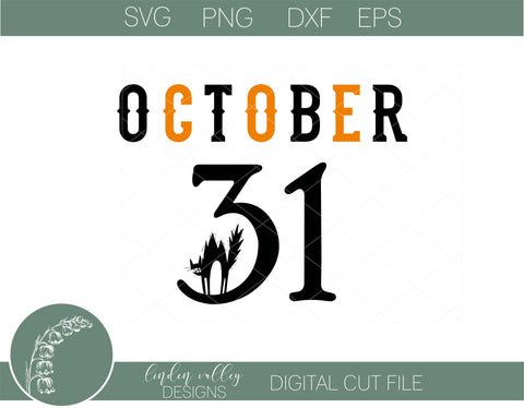 Black Cat October SVG SVG Linden Valley Designs 