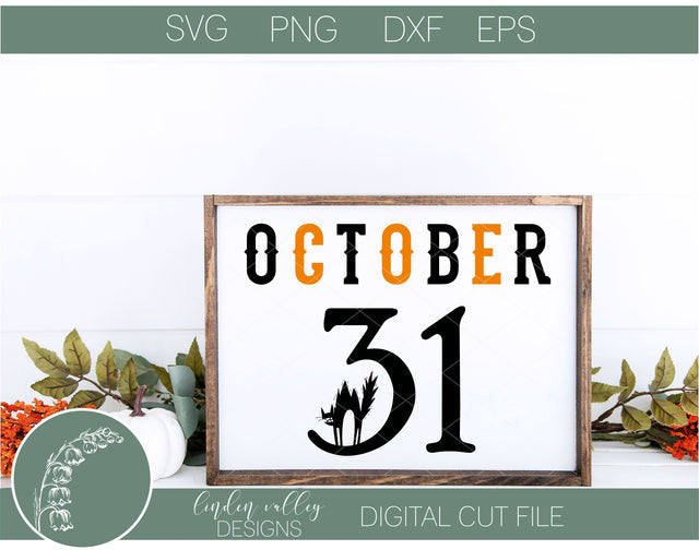 Black Cat October SVG SVG Linden Valley Designs 