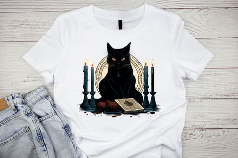 Black Cat Reading Tarot Cards Clipart BUNDLE Sublimation Regulrcrative 