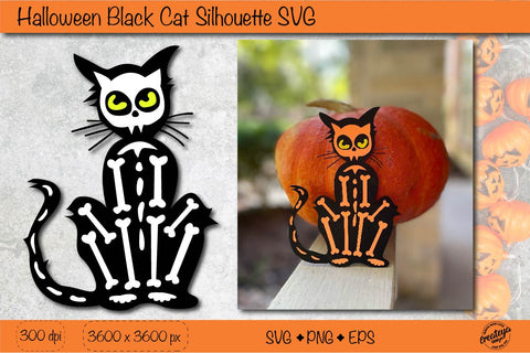 Black cat silhouette SVG| Black cat Halloween SVG SVG Createya Design 