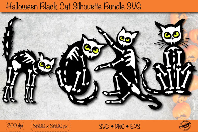 Black cat silhouette SVG| Scary cat Halloween SVG Bundle SVG Createya Design 