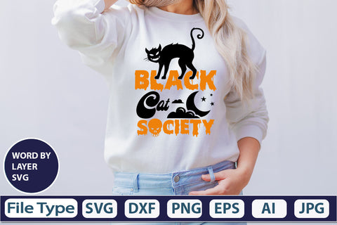 Black Cat Society SVG Cut File SVG DesignPlante 503 