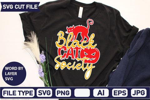 Black Cat Society SVG Cut File SVG DesignPlante 503 