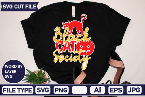 Black Cat Society SVG Cut File SVG DesignPlante 503 