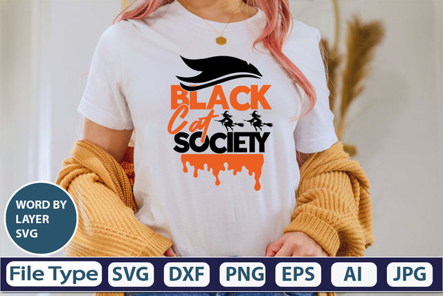 Black Cat Society SVG Cut File SVG DesignPlante 503 