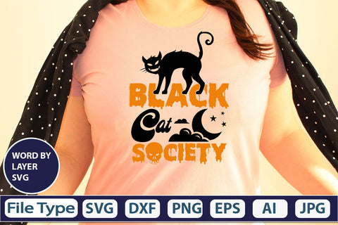 Black Cat Society SVG Cut File SVG DesignPlante 503 