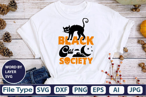 Black Cat Society SVG Cut File SVG DesignPlante 503 