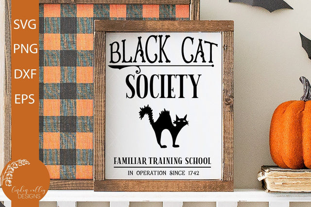 Black Cat Society SVG-Halloween SVG- Farmhouse Halloween SVG SVG Linden Valley Designs 