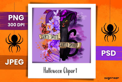 Black Cat Sublimation | PNG Bundle | Sorta Sweet Sorta Spooky SVG SvgOcean 