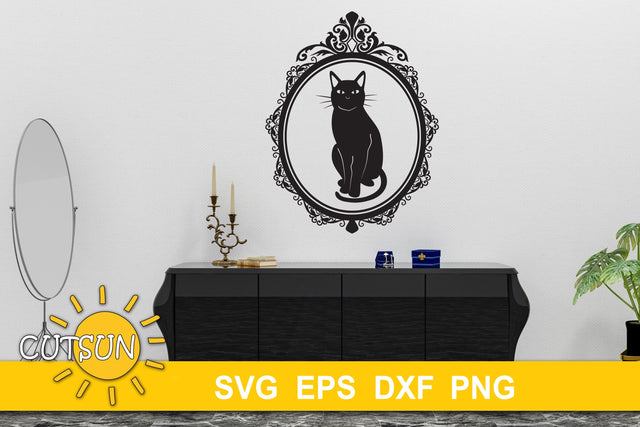Black Cat SVG | Black Cat in an oval frame SVG SVG CutsunSVG 