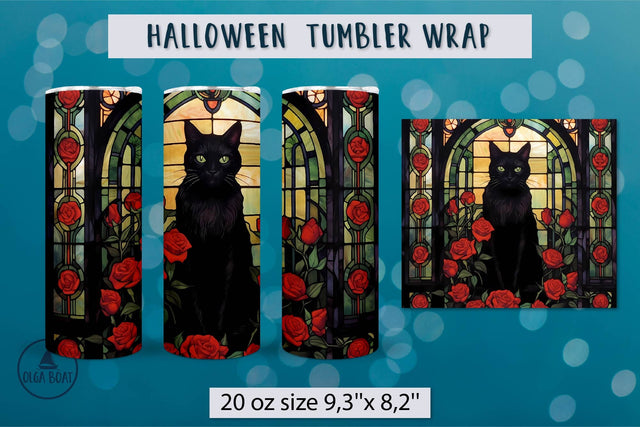 Black cat tumbler wrap | Gothic sublimation Sublimation Olga Boat Design 