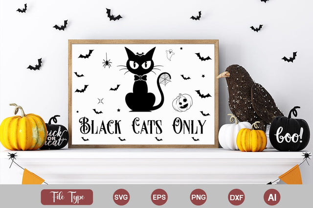 Black Cats Only SVG SVGs,Quotes and Sayings,Food & Drink,On Sale, Print & Cut SVG DesignPlante 503 