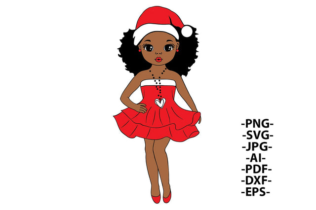 Black Christmas Svg, Christmas Girl Svg, Red Hat, Christmas Girl Clipart, Cute Girl Svg, Peekaboo girl Svg, Svg Cut Files SVG 1uniqueminute 