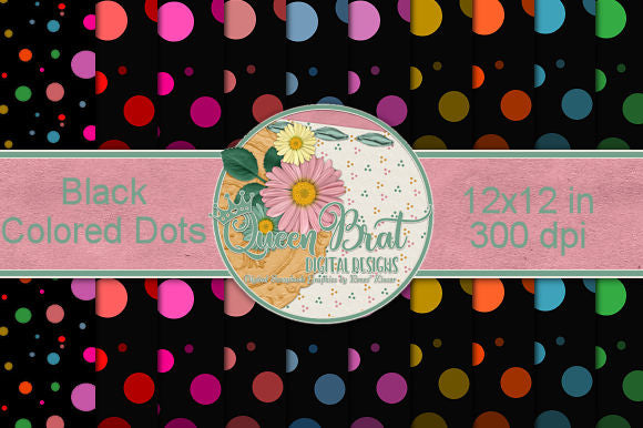 Black Colored Dot Papers Digital Pattern QueenBrat Digital Designs 