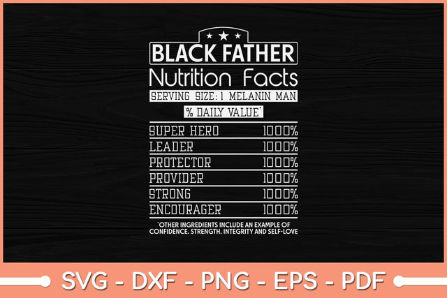 Black Father Father Nutrition Label Svg Cutting File SVG Helal 