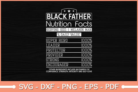 Black Father Father Nutrition Label Svg Cutting File SVG Helal 