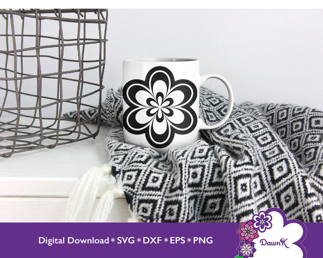 Black Flower SVG - Colored Flower svg, Layered Flower svg SVG DawnKDesigns 