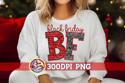 Black Friday Faux Embroidery Sequins PNG Sublimation Greedy Stitches 