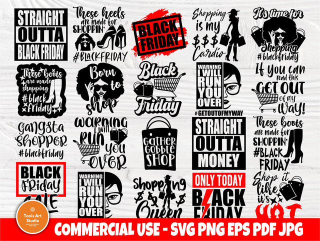 Black Friday SVG Bundle, Shopping Svg, Woman Shirt SVG TonisArtStudio 