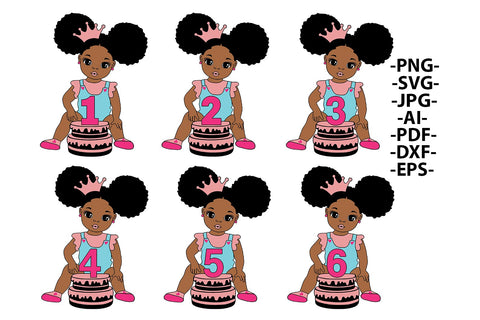 Black Girl Birthday Bundle, Afro Girl Bundle Svg, Happy Birthday Svg, 6 Svg Designs, Peekaboo Girl Svg, Cute Girl, Crown Svg, Afro Baby Svg SVG 1uniqueminute 