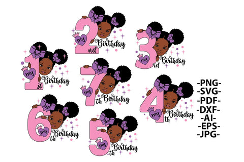 Black Girl Birthday Bundle, Happy Birthday Svg, Afro Girl Bundle, Black Girl Bundle Svg, Crown Svg, Afro Baby Svg, African American, Peekaboo Girl Svg SVG 1uniqueminute 