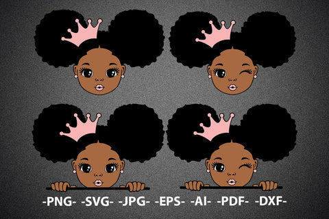 Black Girl Bundle, Afro Girl Bundle, Svg,B aby Princess Svg, Afro Girl Svg, Girl with Bows Svg, Hair Puffs, Black woman, Little Cute Kid, Svg Cut files SVG 1uniqueminute 