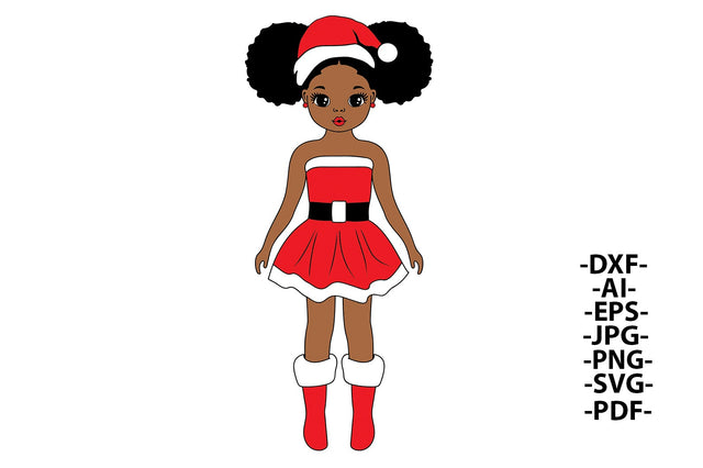 Black Girl Christmas, Christmas Afro Girl, Peekaboo girl Svg, Red Hat, Beauty Girl Svg, Cute Litle Girl Svg, African American, Svg Cut Files SVG 1uniqueminute 
