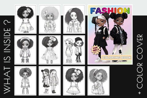 Black Girl Fashion Coloring Book | Kids coloring pages Sublimation OrangeBrushStudio 