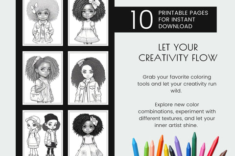 Black Girl Fashion Coloring Book | Kids coloring pages Sublimation OrangeBrushStudio 