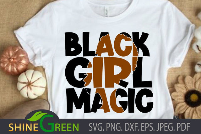 Black Girl Magic | Afro Woman SVG SVG Shine Green Art 