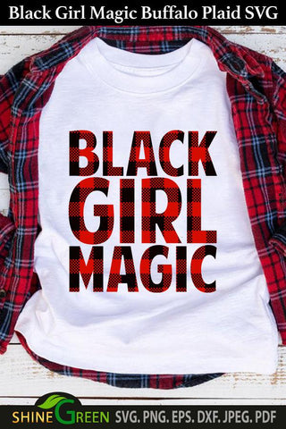 Black Girl Magic Buffalo Plaid SVG for Cricut, PNG for Sublimation SVG Shine Green Art 