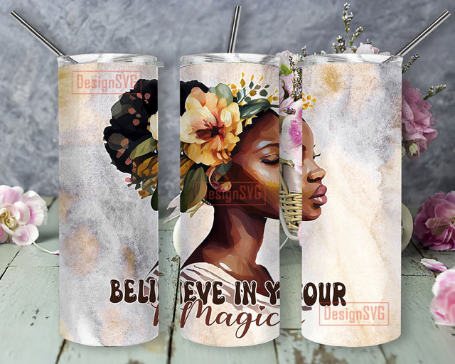 Black Girl Magic Tumbler, Black Girl Magic Tumbler Wrap, Afro American Women Gift, Sublimation Design, 20oz Skinny Tumbler Wrap Template PNG Sublimation DesignSVG 