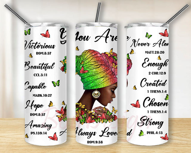 Black Girl PNG, God Says You Are Tumbler 20oz Skinny Tumbler Sublimation Design PNG,Butterfly Background, 1865 Juneteenth PNG Sublimation BouDesign 