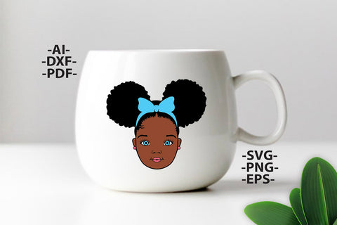 Black girl Svg, Afro Girl Svg, Girl with Blue, Eyes, Afro Woman Svg, Ribbon, Cute Girl, African American, Black Girl Magic, Svg Cut Files SVG 1uniqueminute 