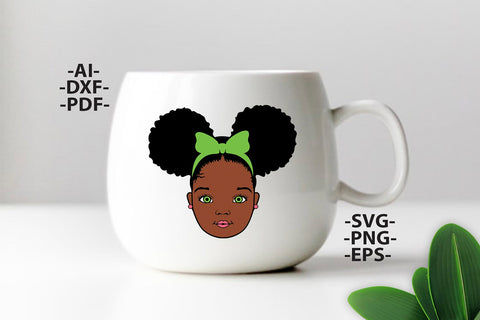 Black girl Svg, Afro Girl Svg, Green Eyes Svg, Afro Woman Svg, Ribbon, Cute Girl, African American, Black Girl Magic, Svg Cut Files SVG 1uniqueminute 