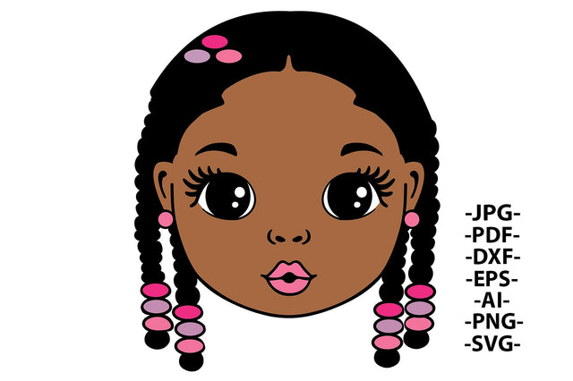 Black Girl Svg, Peekaboo Girl Svg, Cornrows Hairstyle, Afro Fashion, Conrow Wig, Afro Girl Svg, Pink lips, Cute Little Kid, Svg Cut Files SVG 1uniqueminute 