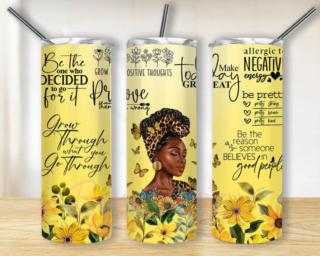 Black Girl Tumbler Wrap, Black Woman Tumbler Wrap, African American, 20oz, 12oz, Skinny Tumbler, Afro Queen Tumbler, Melanin Tumbler Wrap Sublimation BouDesign 