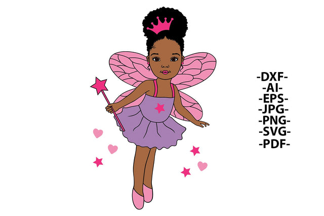 Black Girl with Magic Stars, Black Girl Svg, Crown, Pink Girl Clipart, Magic Wand, Afro Baby Girl Svg, Puff Hair, Little Afro Kid, Cute Girl Svg SVG 1uniqueminute 