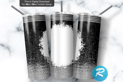 Black Glitter 20 oz / 30 oz Skinny Tumbler Sublimation Regulrcrative 