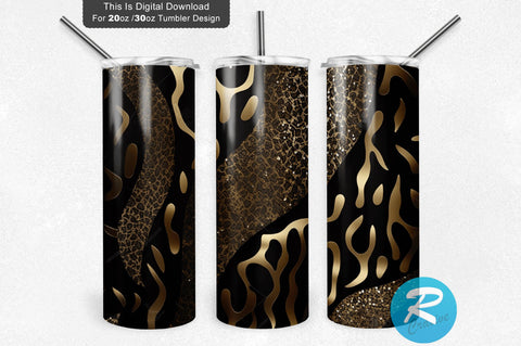 Black Glitter Cheetah skin 20 oz / 30 oz Tumbler PNG Sublimation Regulrcrative 