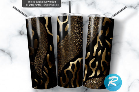 Black Glitter Cheetah skin 20 oz / 30 oz Tumbler PNG Sublimation Regulrcrative 