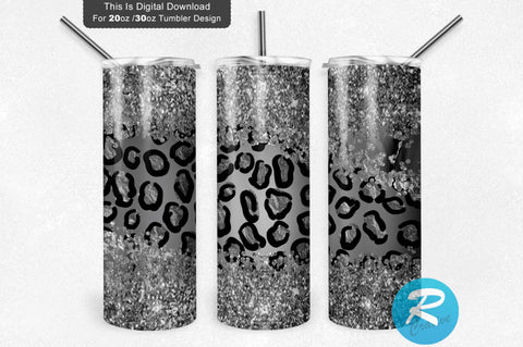 Black glitter Leopard 20 oz / 30 oz Tumbler PNG Sublimation Regulrcrative 