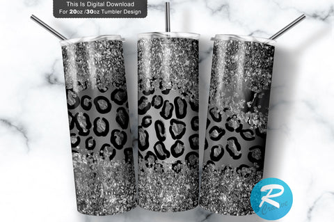 Black glitter Leopard 20 oz / 30 oz Tumbler PNG Sublimation Regulrcrative 