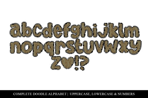 Black & Gold Doodle Letters, Elegant Sublimation Alphabet Letters Sublimation BijouBay 