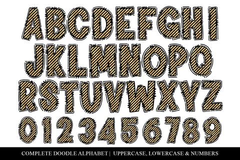 Black & Gold Doodle Letters, Elegant Sublimation Alphabet Letters Sublimation BijouBay 