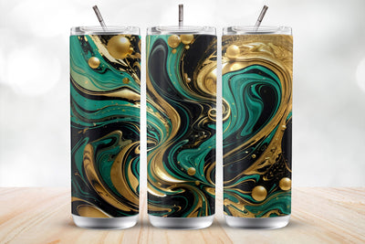 Black, Gold, Green 20oz Skinny Tumbler Wrap Sublimation Design Sublimation MockupSvgVenue 