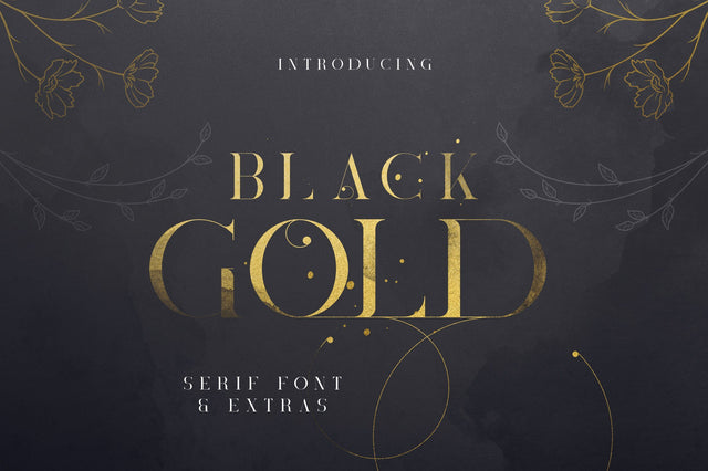 Black Gold serif font + Extras Font VPcreativeshop 