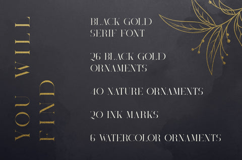 Black Gold serif font + Extras Font VPcreativeshop 