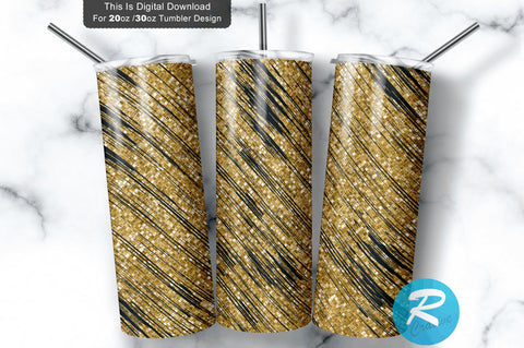 Black golden glitter 20 oz / 30 oz Skinny Tumbler Sublimation Regulrcrative 